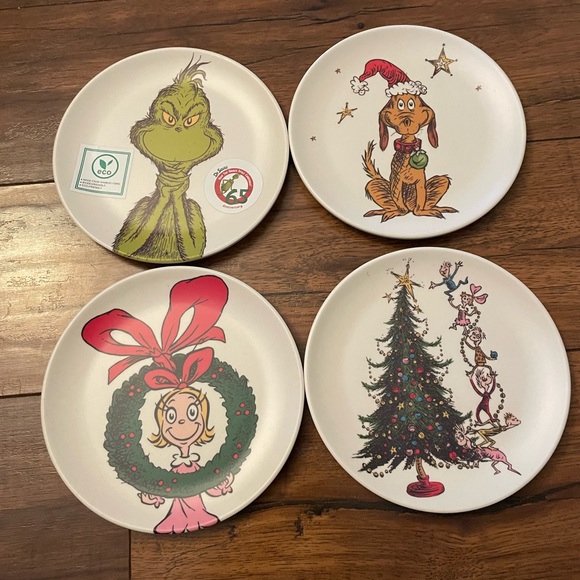 Dr. Seuss Dining Dr Seuss The Grinch Set 4 Bamboo Appetizer Plates